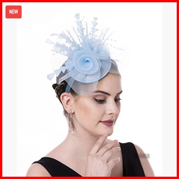 Handmade Fascinator Hat with Mesh, Feathers, Headband & Clip for Weddings, Tea main image 4